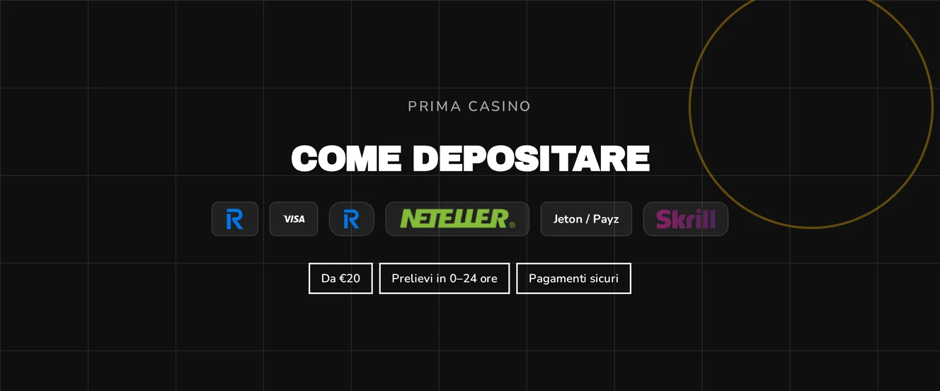 Deposita con metodi sicuri.