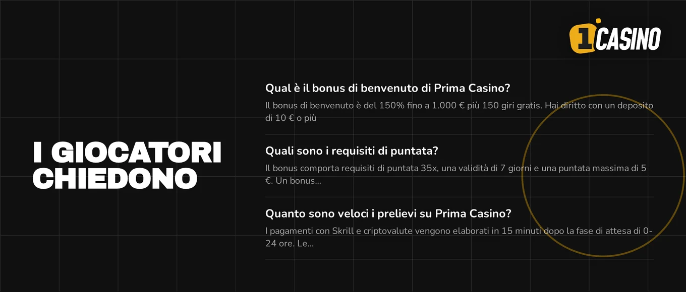 Risolvi dubbi frequenti giocatori.